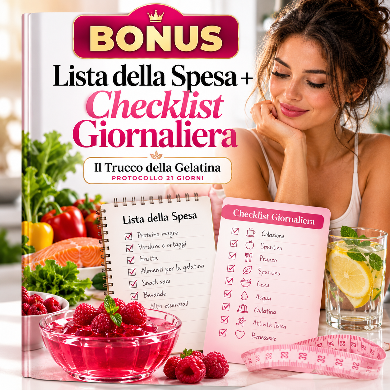 Copertina del bonus: Lista della Spesa + Checklist Giornaliera del protocollo 21 giorni